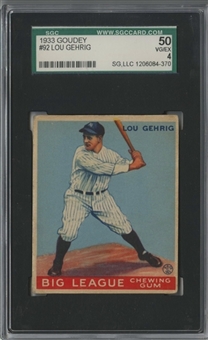 1933 Goudey #92 Lou Gehrig - SGC 50 VG/EX 4